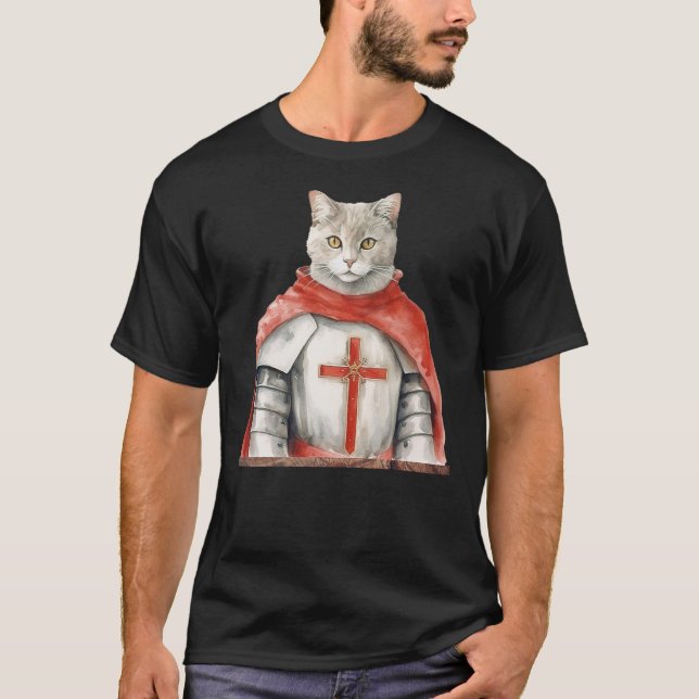 Camiseta Feline Knight Templar The Crusader Cat (Anverso)
