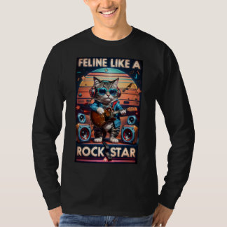 Camiseta Feline Like Rock Star