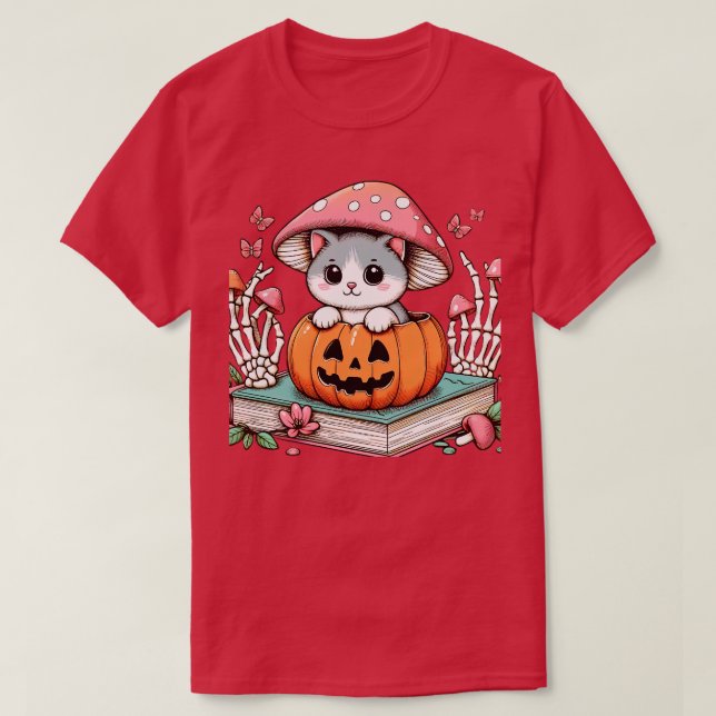 Camiseta Feline Lover Skeleton Halloween Mascota Mujeres Gi (Diseño del anverso)
