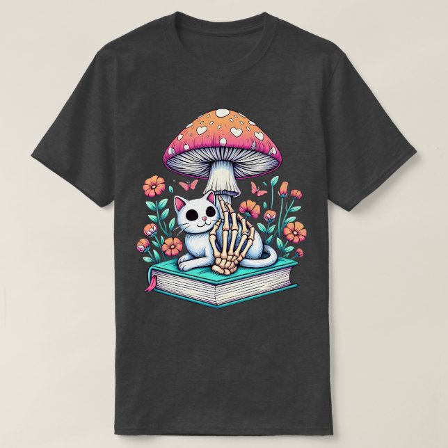 Camiseta Feline Lover Skeleton Halloween Mascota Mujeres Gi (Diseño del anverso)