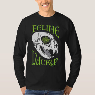 Camiseta Feline Lucky Cat Skull Gótico St Patrick S Day Cel