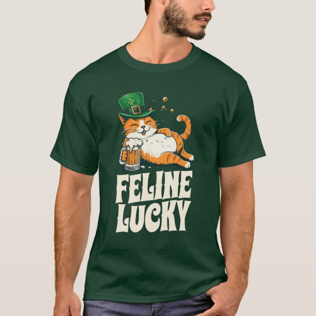 Camiseta Feline Lucky St Patricks Day Gato Irlandés (Anverso)