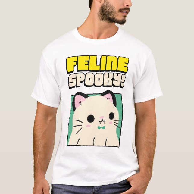Camiseta Feline Spooky - Gracioso gato de Halloween (Anverso)