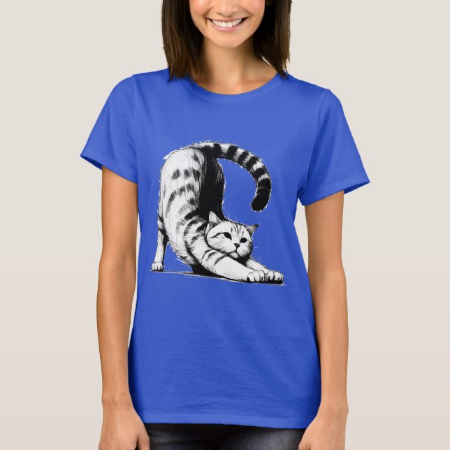 Camiseta Feline Stretch - Monochrome Cat Illustration (Anverso)