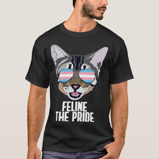 Camiseta Feline The Pride  Gato Orgullo Trans (Anverso)