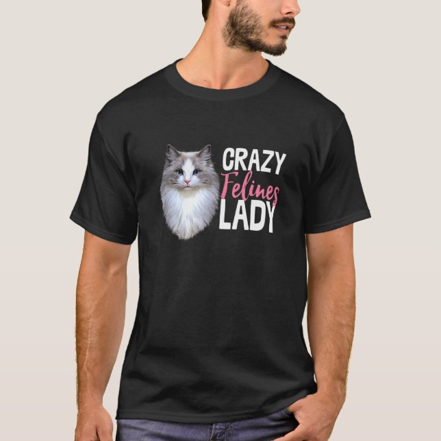 Camiseta Felines Locos Lady Cat Kitten Adorable Novedad (Anverso)