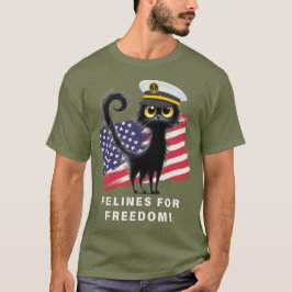 Camiseta FELINES POR LA LIBERTAD, gato patriótico en la gor