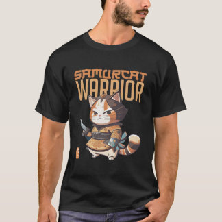 Camiseta Felino se Encuentra con Anime El Poder de Samurai
