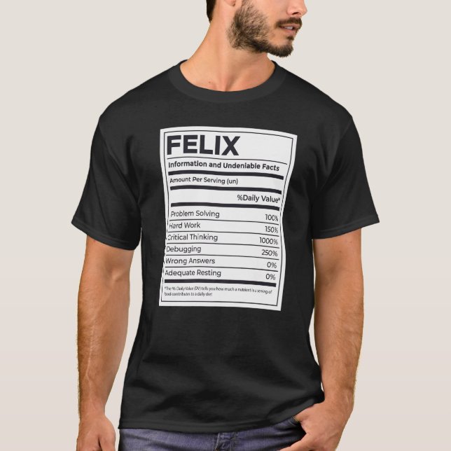 Camiseta Félix Nutrition Information Problement Solucionand (Anverso)