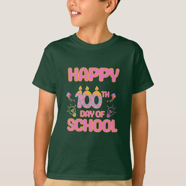 Camiseta Feliz 100º día de escuela (Anverso)