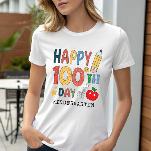 Camiseta Feliz 100º Día de la Escuela de Kindergarten Maest