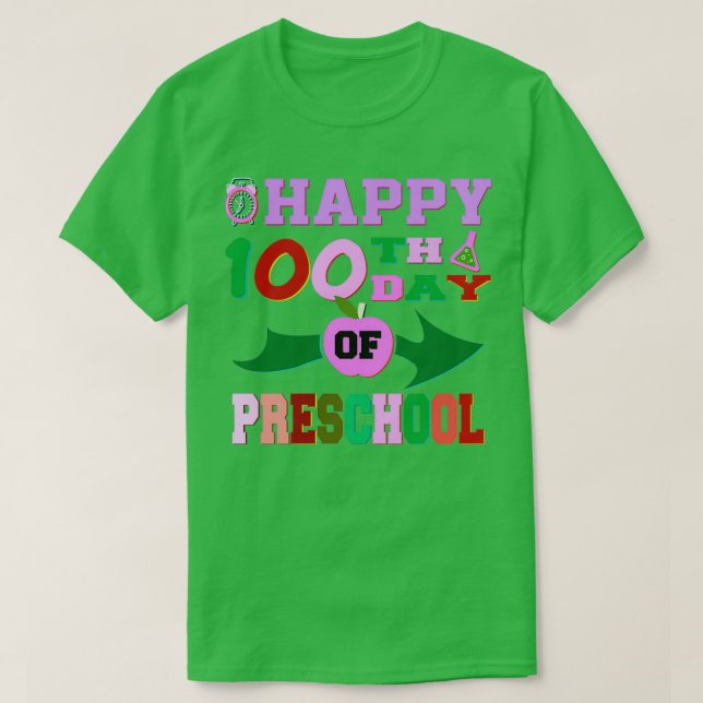 Camiseta Feliz 100° de preescolar (Diseño del anverso)