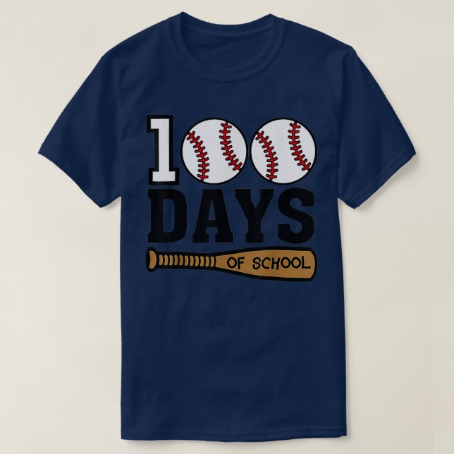Camiseta Feliz 100° Día 100 días de clases de béisbol (Diseño del anverso)