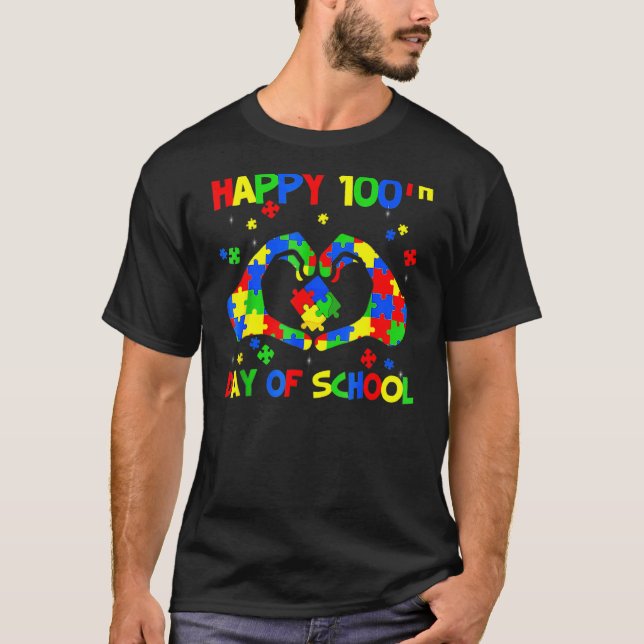 Camiseta Feliz 100° Día 100 Días De Conciencia Del Autismo  (Anverso)