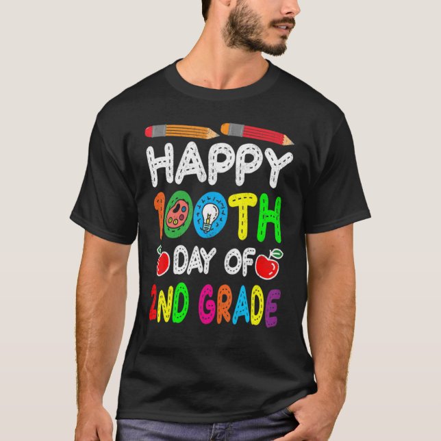 Camiseta Feliz 100° Día de 2º Grado (Anverso)