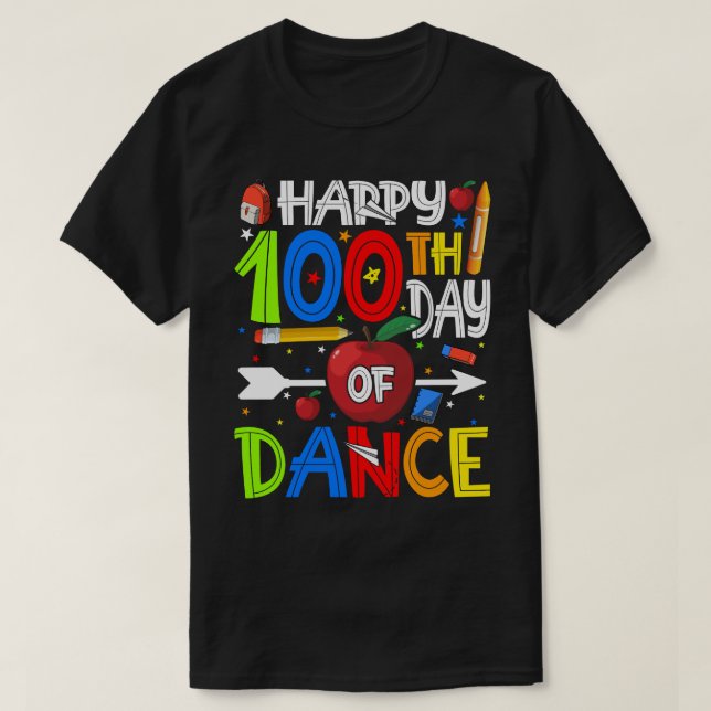 Camiseta Feliz 100° día de baile del profesor o estudiante  (Diseño del anverso)
