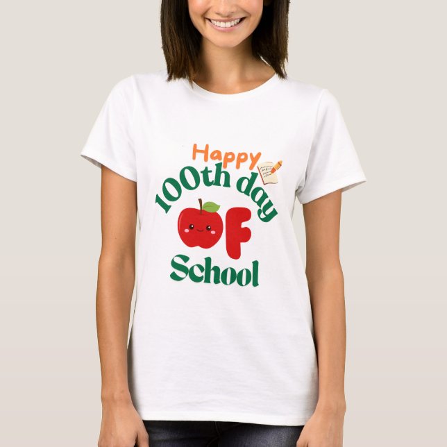 Camiseta feliz 100° día de clases (Anverso)