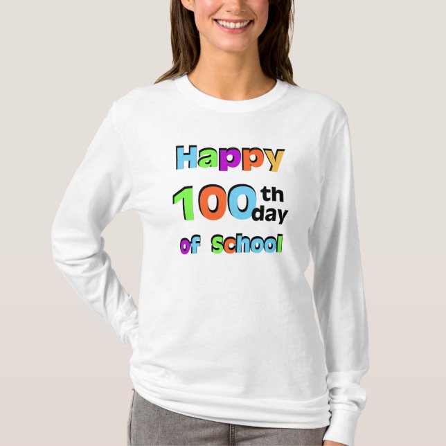 Camiseta Feliz 100° día de clases (Anverso)