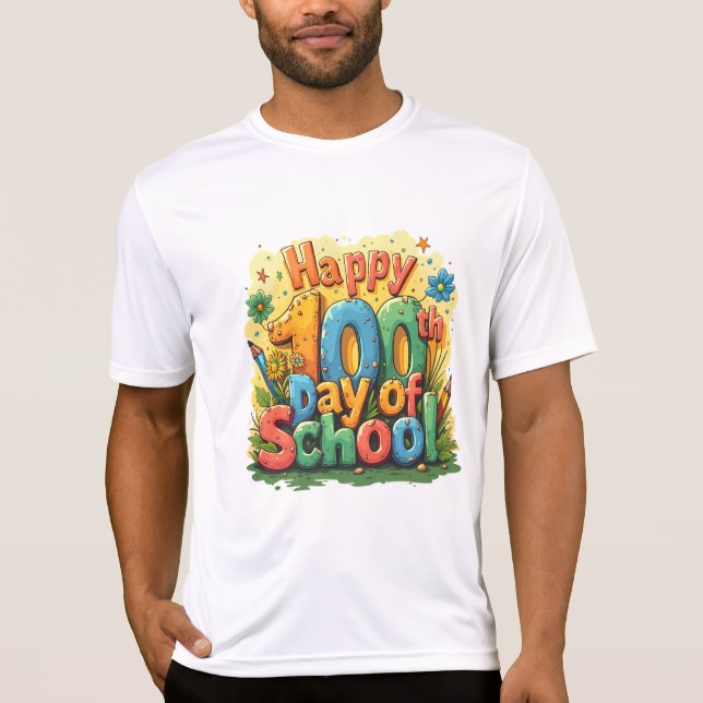 Camiseta feliz 100° día de clases (Anverso)