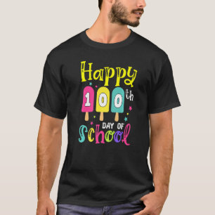 Camiseta Feliz 100° día de clases con crema de hielo para n