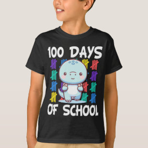 Camiseta Feliz 100° día de clases con el Dino Arcoiris para