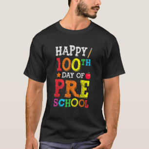 Camiseta Feliz 100° Día de Colorido Preescolar de vuelta a