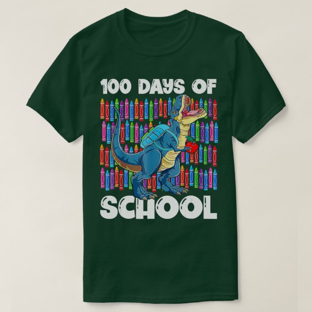Camiseta Feliz 100° día de dinosaurio 100 días de clases (Diseño del anverso)