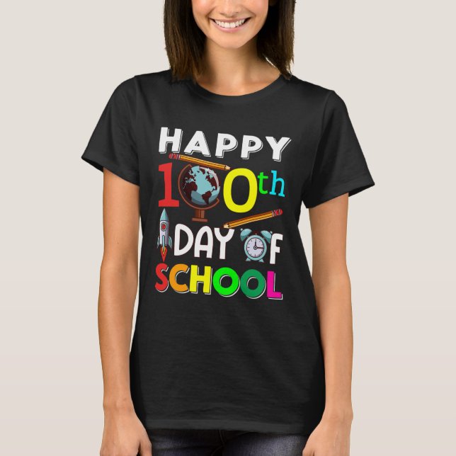 Camiseta Feliz 100° Día De Enseñanza 100 Días Escolares (Anverso)
