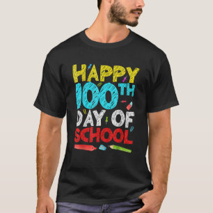 Camiseta Feliz 100° Día De Enseñanza Escolar Niños Felices