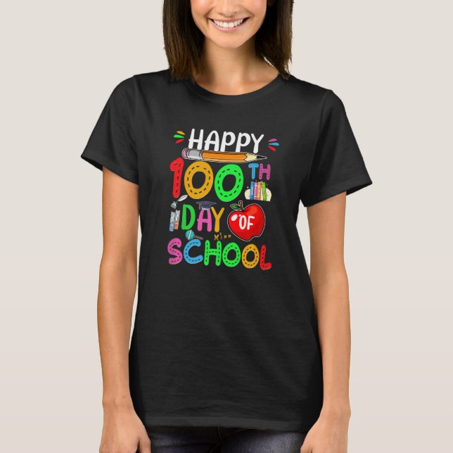 Camiseta Feliz 100° Día De Enseñanza Escolar Niños Más Inte (Anverso)