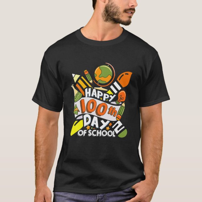 Camiseta Feliz 100° Día De Enseñanza Infantil (Anverso)