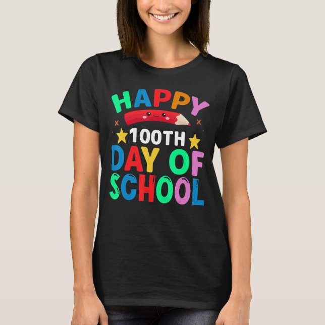 Camiseta Feliz 100° Día De Estudiante Escolar 100 Días De T (Anverso)