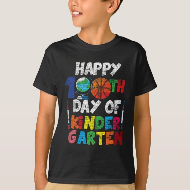 Camiseta Feliz 100° Día De Kinder Garten, 100 Días De (Anverso)