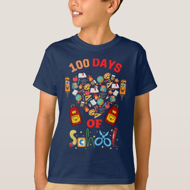 Camiseta Feliz 100° Día De La Escuela (Anverso)