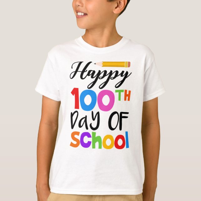 Camiseta Feliz 100° Día De La Escuela (Anverso)