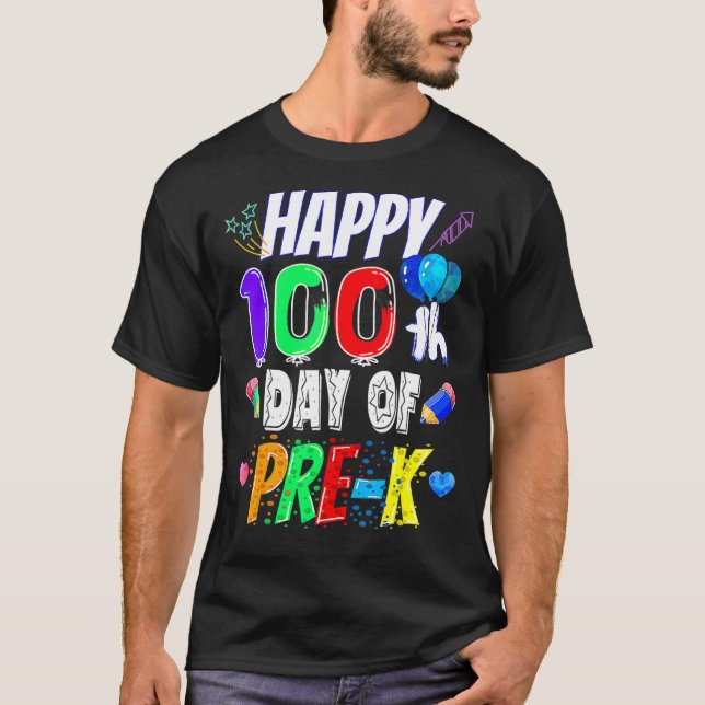 Camiseta Feliz 100° Día De La Escuela 100 Días De Enseñanza (Anverso)