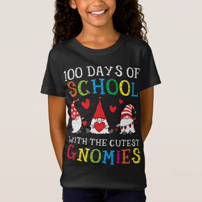 Camiseta Feliz 100° Día De La Escuela Con Los Gnomes Más Ag (Anverso)