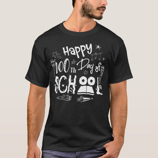 Camiseta Feliz 100° Día De La Escuela De Vuelta A La Bolsa  (Anverso)