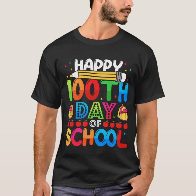 Camiseta Feliz 100° Día De La Escuela Graciosa Profesora Es (Anverso)