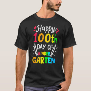 Camiseta Feliz 100° Día de la Escuela Kinder Garten Colorfu
