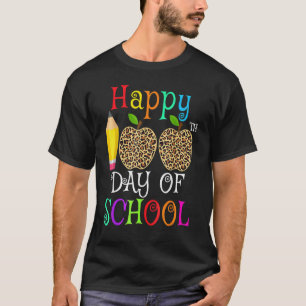 Camiseta Feliz 100° Día De La Escuela Leopard Print Teacher