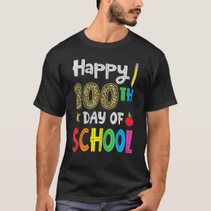 Camiseta Feliz 100° Día De La Escuela Leopard Print Teacher