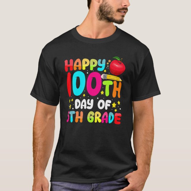 Camiseta Feliz 100° Día de la Escuela Maestra divertida de  (Anverso)