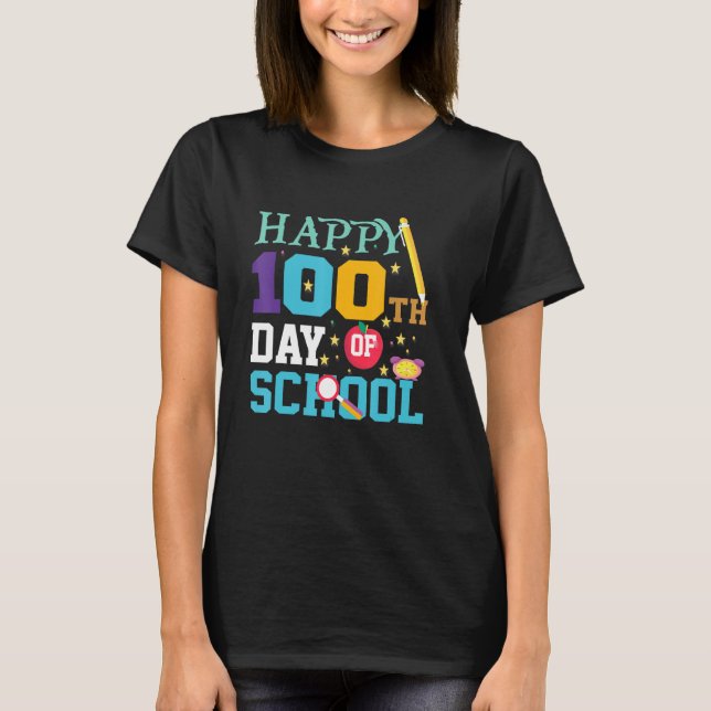Camiseta Feliz 100° Día De La Escuela Niños Maestros De App (Anverso)