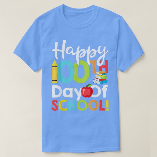 Camiseta Feliz 100° Día de la Escuela para Maestros o Niños (Diseño del anverso)