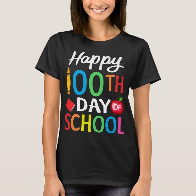 Camiseta Feliz 100° Día de la Escuela para Profesores o Niñ (Anverso)
