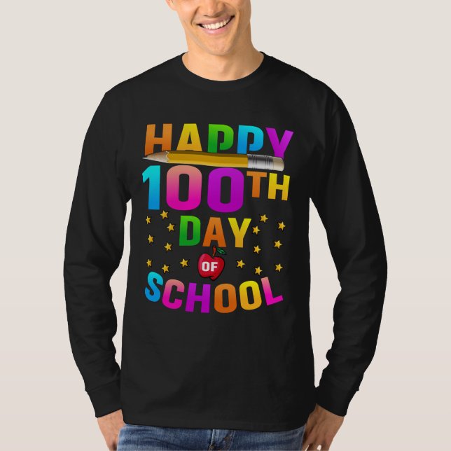 Camiseta Feliz 100° Día de la Escuela para profesores y est (Anverso)