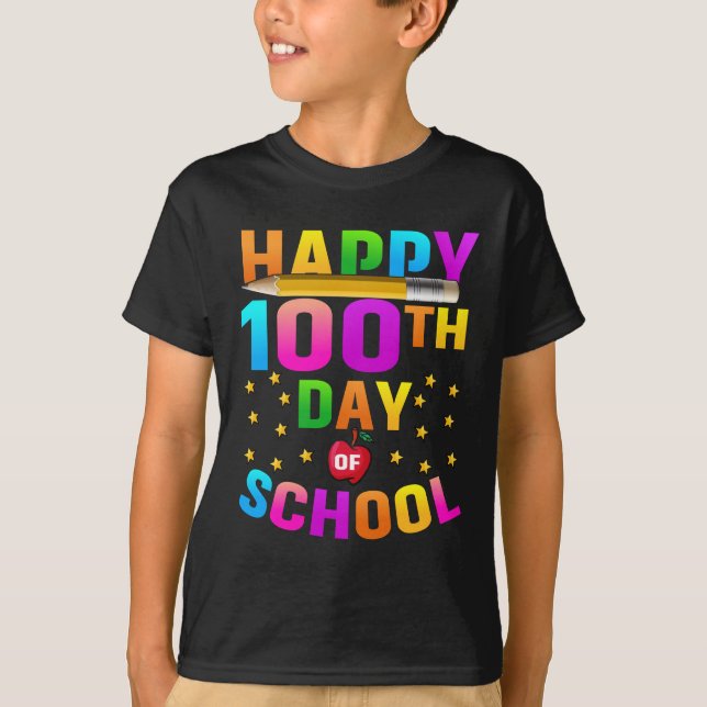 Camiseta Feliz 100° Día de la Escuela para profesores y est (Anverso)