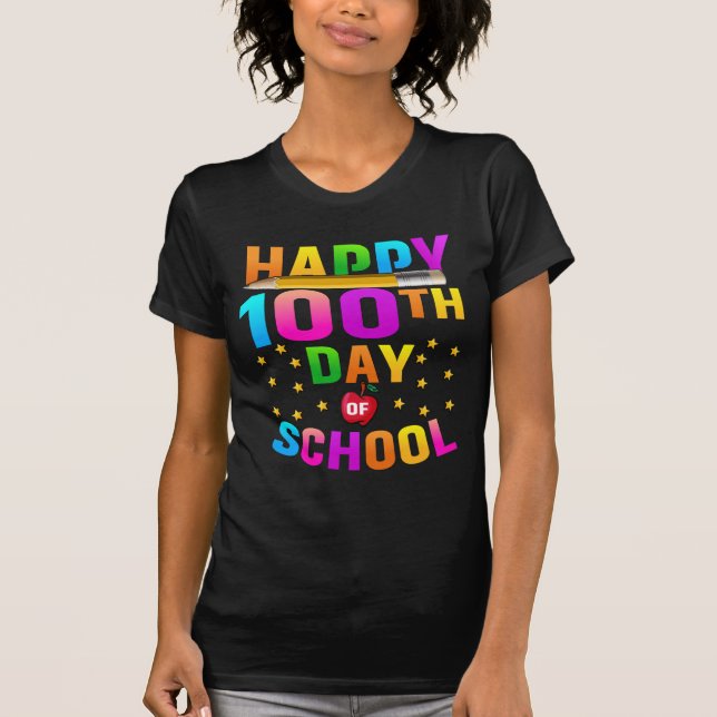 Camiseta Feliz 100° Día de la Escuela para profesores y est (Anverso)