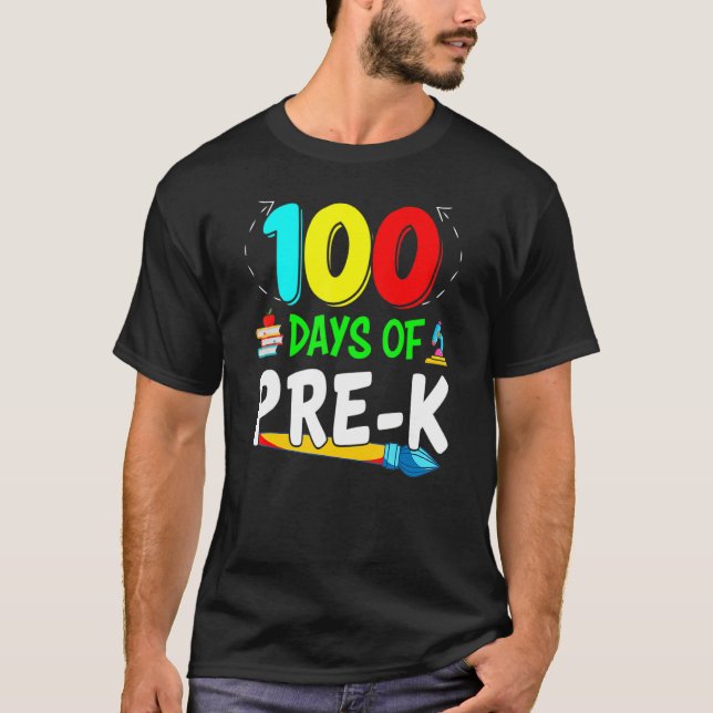 Camiseta Feliz 100° Día de la escuela preescolar 100 días (Anverso)